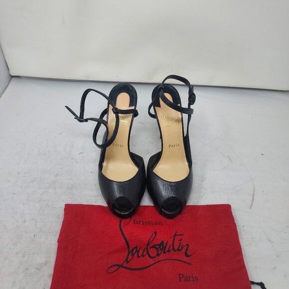 Christian Louboutin Black Jenlove Alta Peep Toe Sandal heel Shoe - Picture 5 of 12